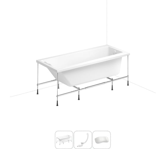 Изображение товара Акриловая ванна Lavinia Boho Rock 20220954R в наборе 4 в 1: акриловая ванна, каркас, слив-перелив, подголовник (цвет набора глянцевый белый)