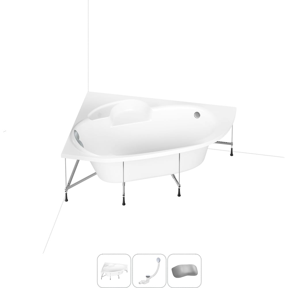 Изображение товара Акриловая ванна Lavinia Boho Bell Pro 20220989R в наборе 4 в 1 белая асситметричная