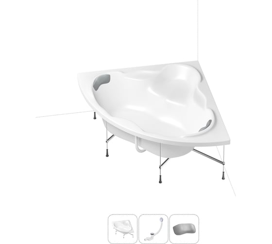 Изображение товара Акриловая ванна Lavinia Boho Elegant 20221029R в наборе 4 в 1: акриловая ванна, каркас, слив-перелив, подголовник (цвет набора хром)