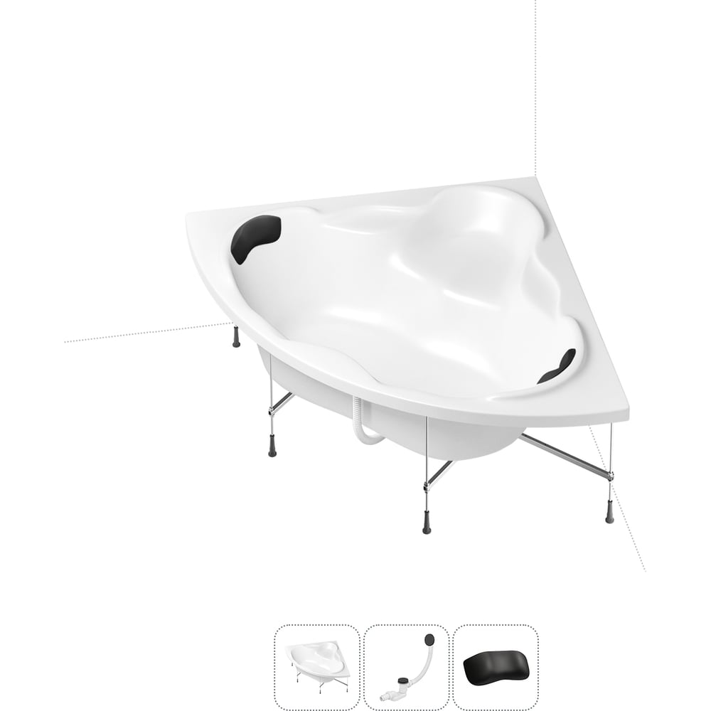 Изображение товара Акриловая ванна Lavinia Boho Elegant 4 в 1 угловая белая с каркасом и подголовником