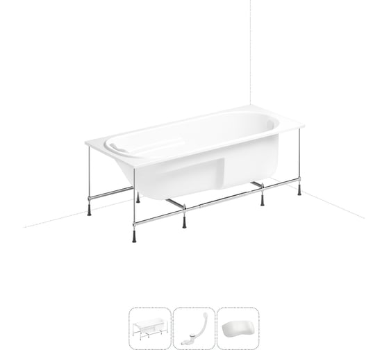 Изображение товара Акриловая ванна Lavinia Boho Bristol 20220974R в наборе 4 в 1: акриловая ванна, каркас, слив-перелив, подголовник (цвет набора глянцевый белый)