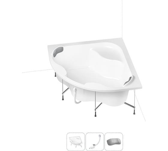 Изображение товара Акриловая ванна Lavinia Boho Aveo 20221025R в наборе 4 в 1: акриловая ванна, каркас, слив-перелив, подголовник (цвет набора хром)