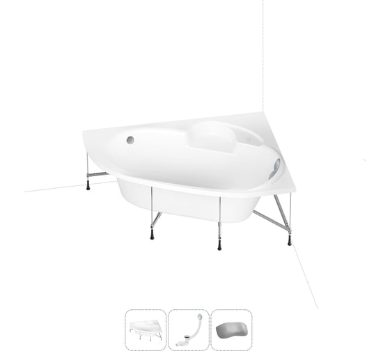 Изображение товара Акриловая ванна Lavinia Boho Bell Pro 20221009R в наборе 4 в 1: акриловая ванна, каркас, слив-перелив, подголовник (цвет набора хром)