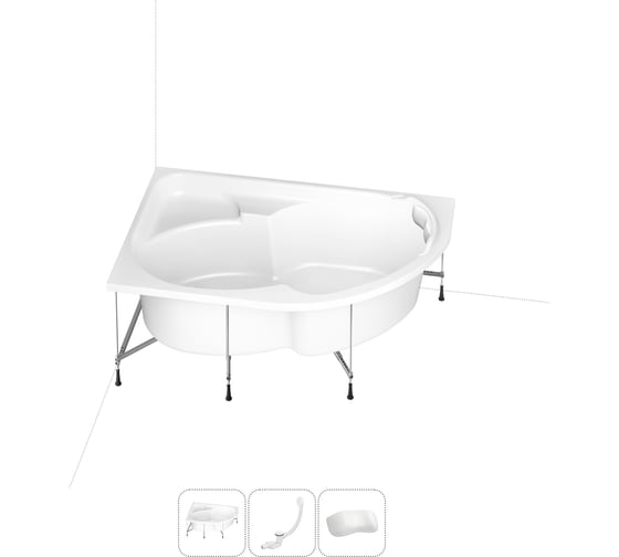 Изображение товара Акриловая ванна Lavinia Boho Grance Hill 20220982R в наборе 4 в 1: акриловая ванна, каркас, слив-перелив, подголовник (цвет набора глянцевый белый)