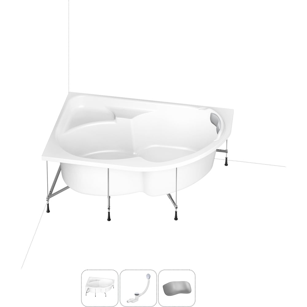 Изображение товара Акриловая ванна Lavinia Boho Grance Hill 4 в 1 с каркасом и подголовником белая