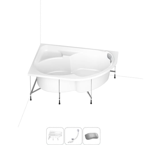 Изображение товара Акриловая ванна Lavinia Boho Grance Hill 20220981R в наборе 4 в 1: акриловая ванна, каркас, слив-перелив, подголовник (цвет набора хром)