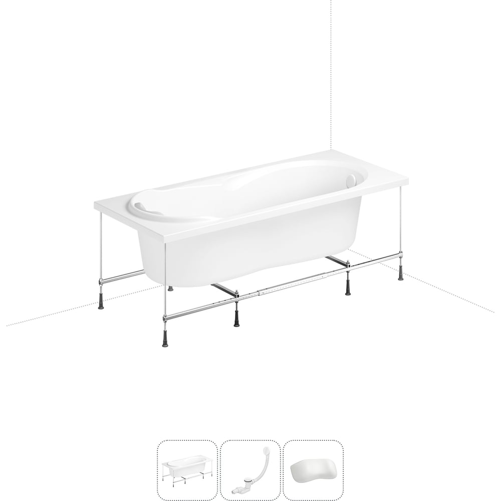 Изображение товара Акриловая ванна Lavinia Boho Easter Pro 4 в 1 с каркасом и подголовником белая