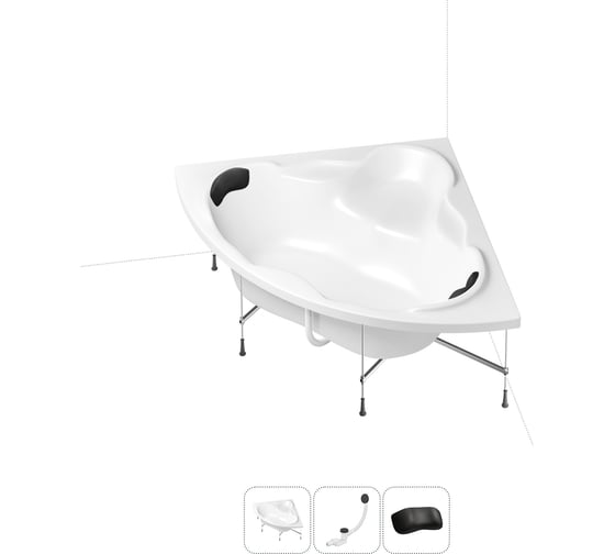 Изображение товара Акриловая ванна Lavinia Boho Elegant 20221031R в наборе 4 в 1: акриловая ванна, каркас, слив-перелив, подголовник (цвет набора матовый черный)