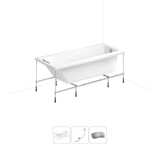 Изображение товара Акриловая ванна Lavinia Boho Rock 20220953R в наборе 4 в 1: акриловая ванна, каркас, слив-перелив, подголовник (цвет набора хром)