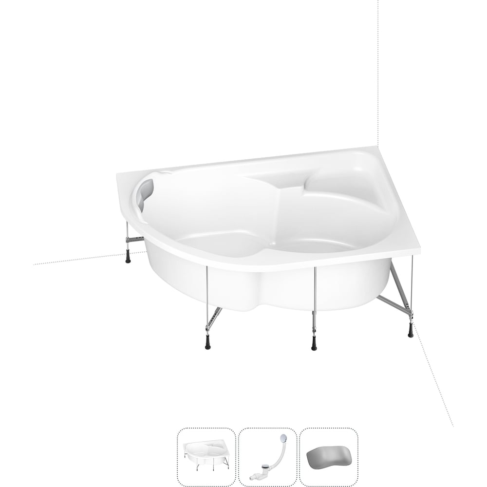 Изображение товара Акриловая ванна Lavinia Boho Grance Hill 4 в 1 белая с каркасом и подголовником