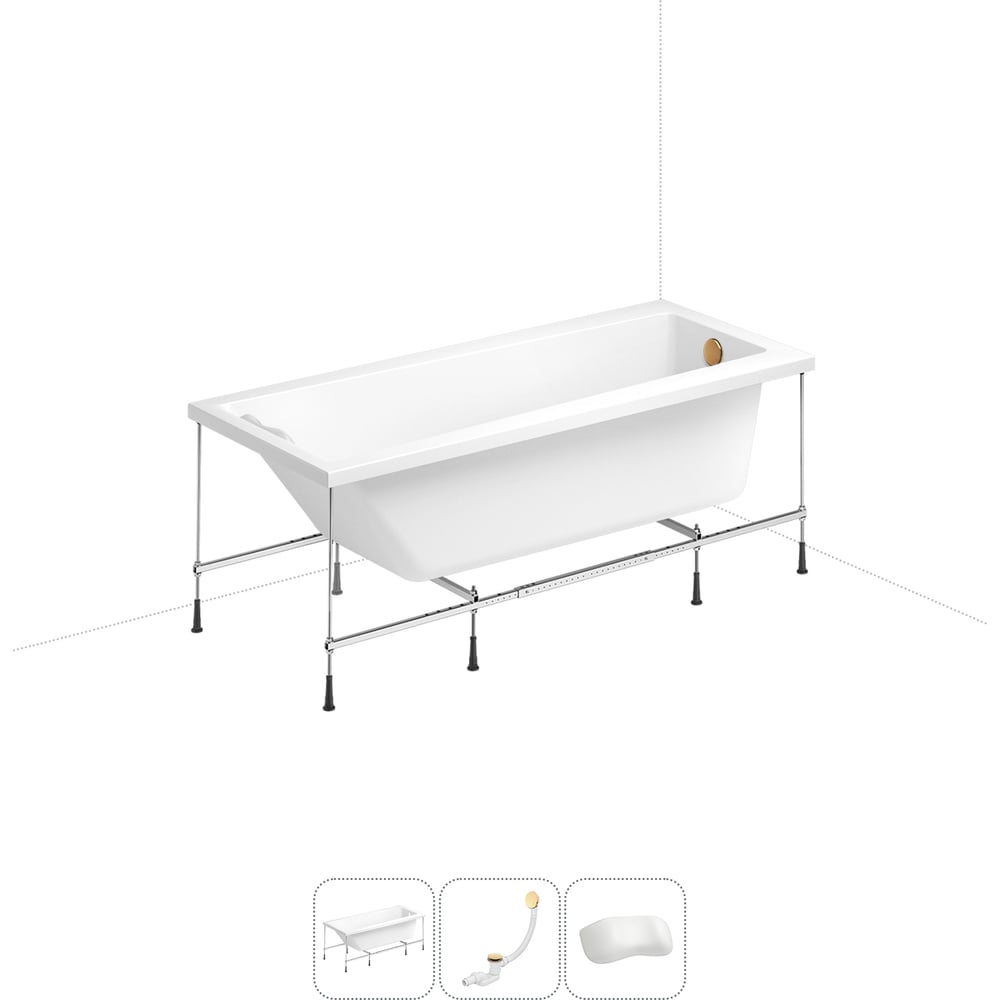 Изображение товара Акриловая ванна Lavinia Boho Rock 4 в 1 с каркасом и подголовником белая