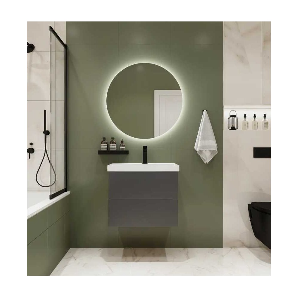 Изображение товара Тумба с раковиной для ванной Mebelvann TREND 60 см подвесная белая или антрацит