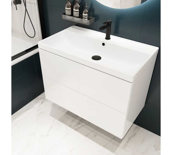 Изображение товара Тумба с раковиной для ванной Mebelvann TREND 80 см подвесная белая TRE10802900301A