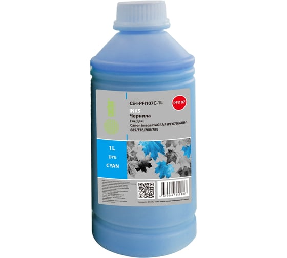 Изображение товара Чернила Cactus CS-I-PFI107C-1L PFI-107 голубой, 1000 мл, для Canon imageProGRAF iPF670/680/685/770/780/7 2107815