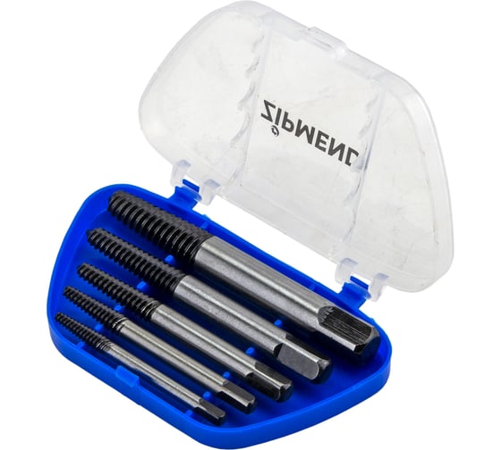 Изображение товара Набор экстракторов для извлечения сломанного крепежа ZIPMEND М3-М18, 5 предметов CR-MO ZS-H030002