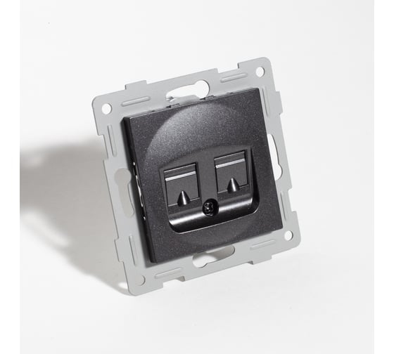 Изображение товара Суппорт для розетки информационной SPL 2 порта, антрацит 205324