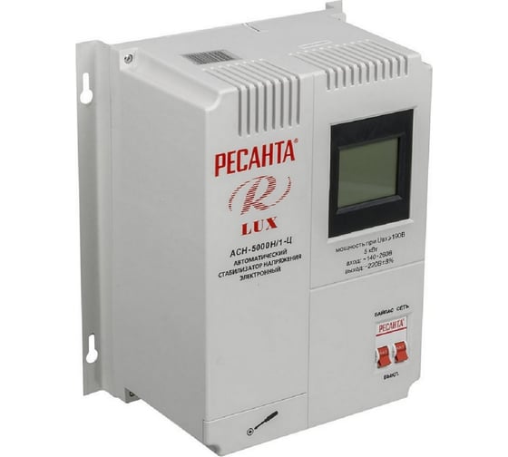 Изображение товара Однофазный стабилизатор напряжения Ресанта АСН 5000 Н/1-Ц Lux 63/6/16