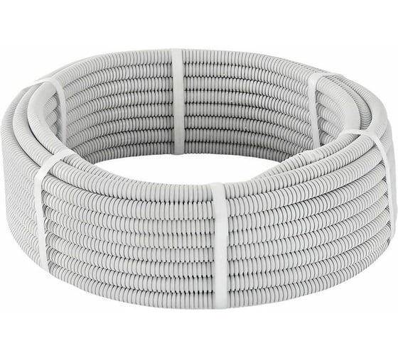 Изображение товара Труба гофрированная TOKOV ELECTRIC ПВХ d25мм, с протяжкой, серая, уп.50м TKE-TG/P-25-C06/50