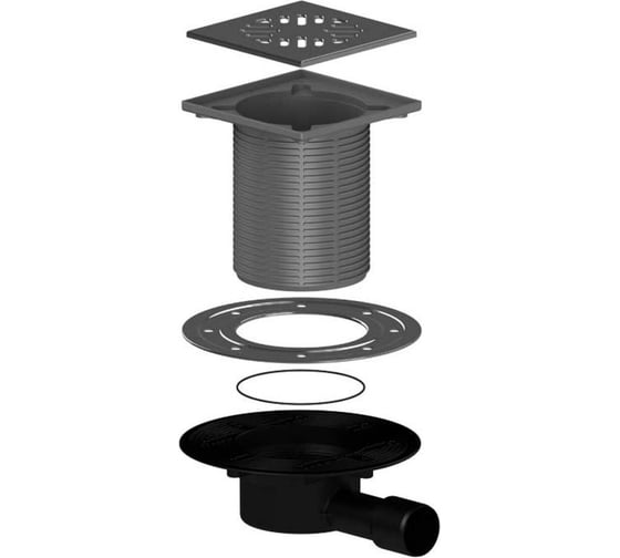 Изображение товара Трап Татполимер ПП 50/40 горизонтальный выпуск решетка нерж. сталь 150x150 ТП-510.1 53606