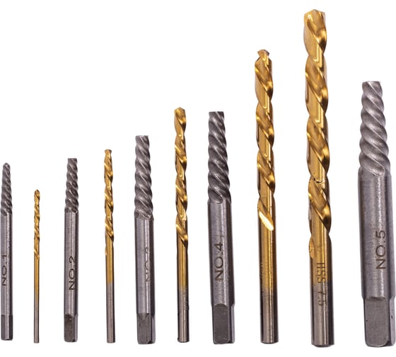 Изображение товара Набор экстракторов для болтов VIRA №1-5 и сверл 2-7.5 мм 10 предметов 820151