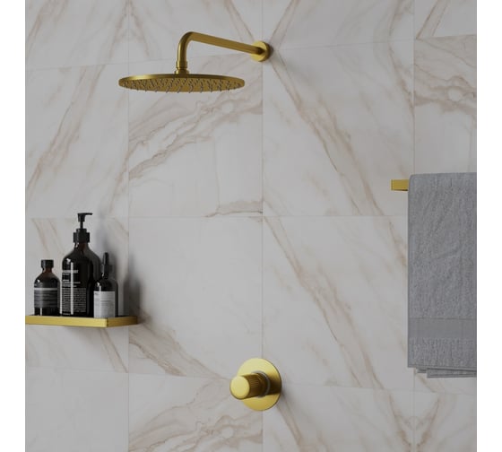 Изображение товара Верхний душ Paini 50PJ759TT25 круглый 250 мм, латунь, брашированное золото PVD 50597