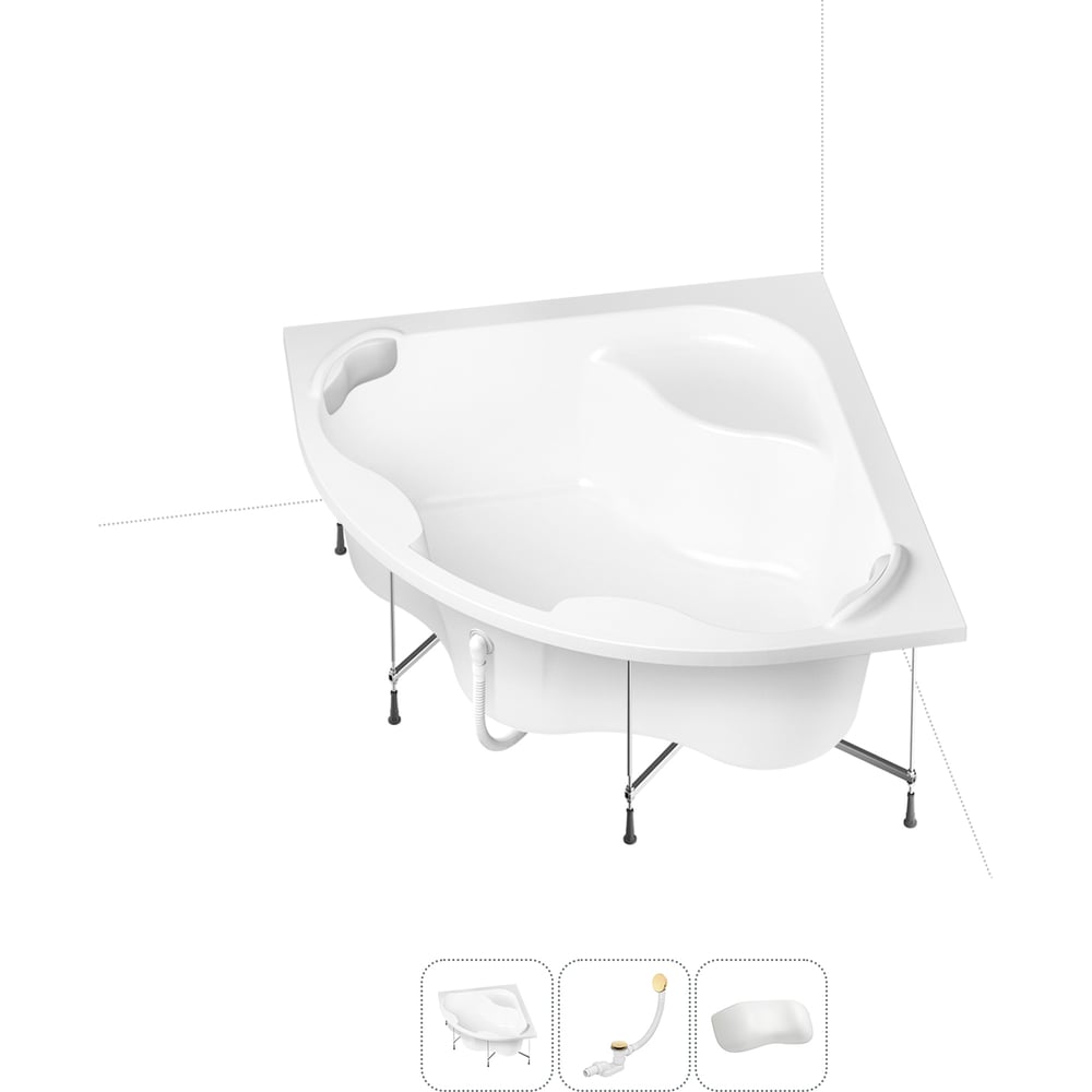 Изображение товара Акриловая ванна Lavinia Boho Aveo 4 в 1 угловая белая с каркасом