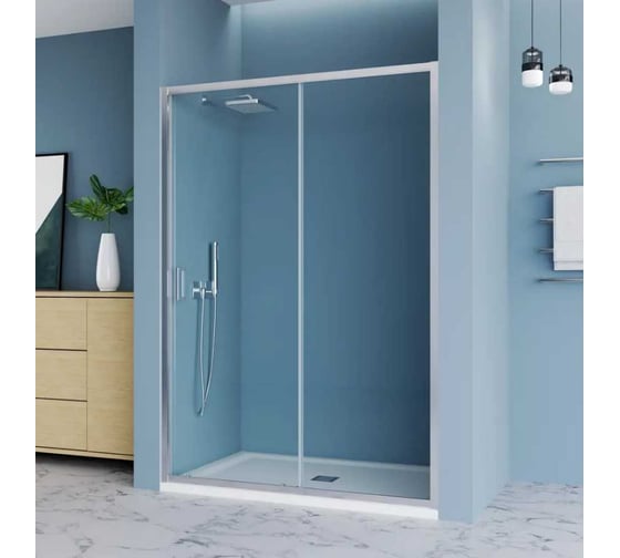 Изображение товара Дверь в душевую нишу Mebelvann 195x160 см профиль хром, прозрачное стекло 6 мм BEN_902_SL_C_1950x1600