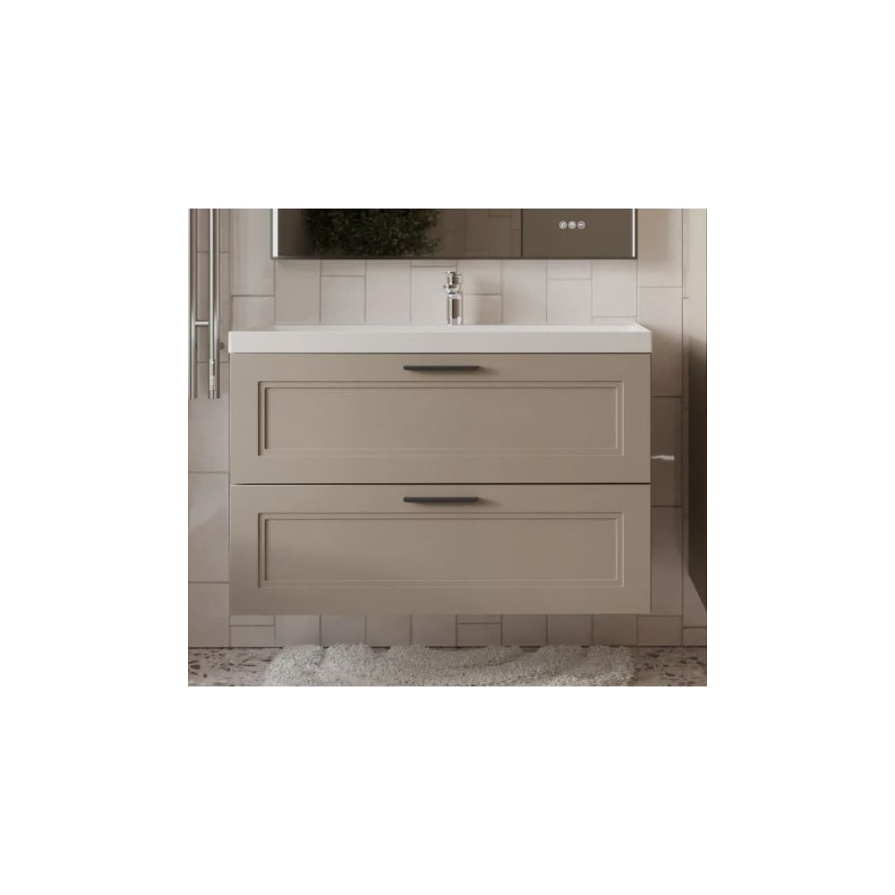 Изображение товара Тумба с раковиной для ванной Mebelvann Arcadia 100 см современная бежевая