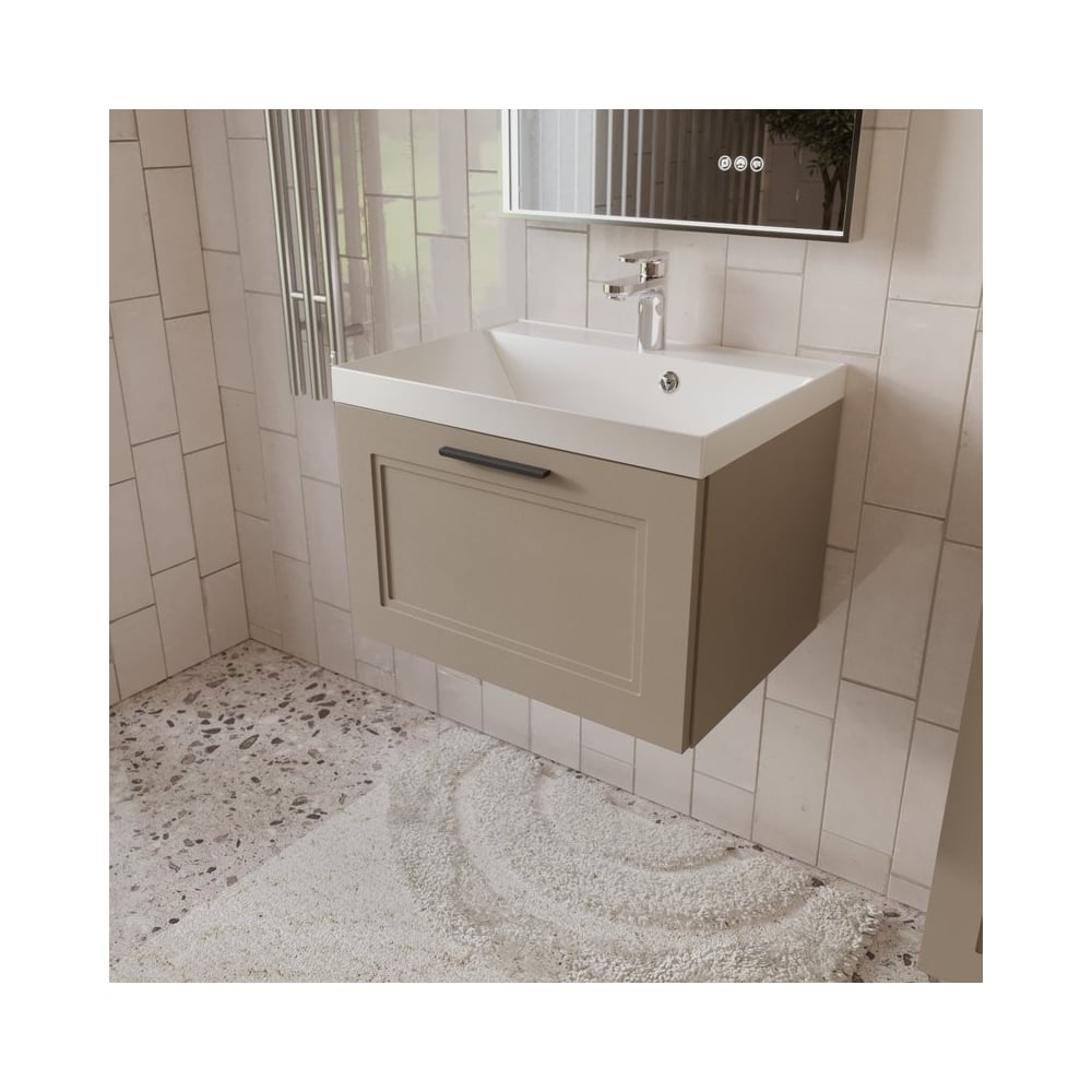 Изображение товара Тумба с раковиной Mebelvann Arcadia 60 см подвесная бежевая