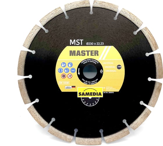 Изображение товара Диск алмазный универсальный MASTER MST (230х22.23 мм; 15 сегментов) SAMEDIA 300010