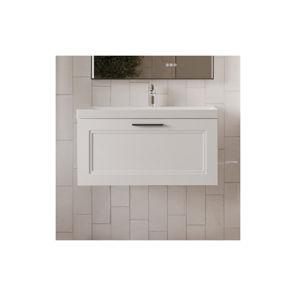 Изображение товара Тумба с раковиной для ванной Mebelvann Arcadia 80 см подвесная Белая