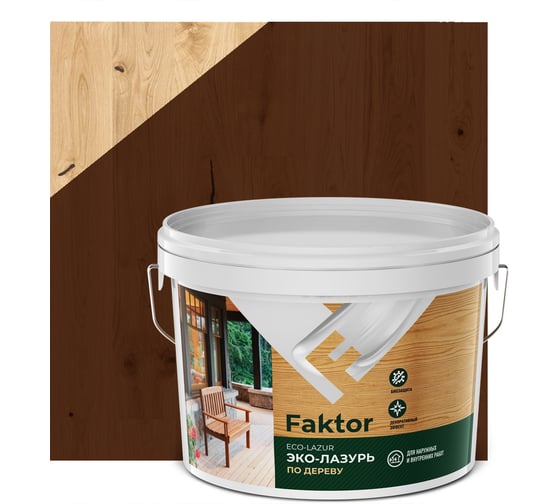 Изображение товара Эко-лазурь ЯРОСЛАВСКИЕ КРАСКИ FAKTOR для древесины махагон, ведро 2.7 кг О06859