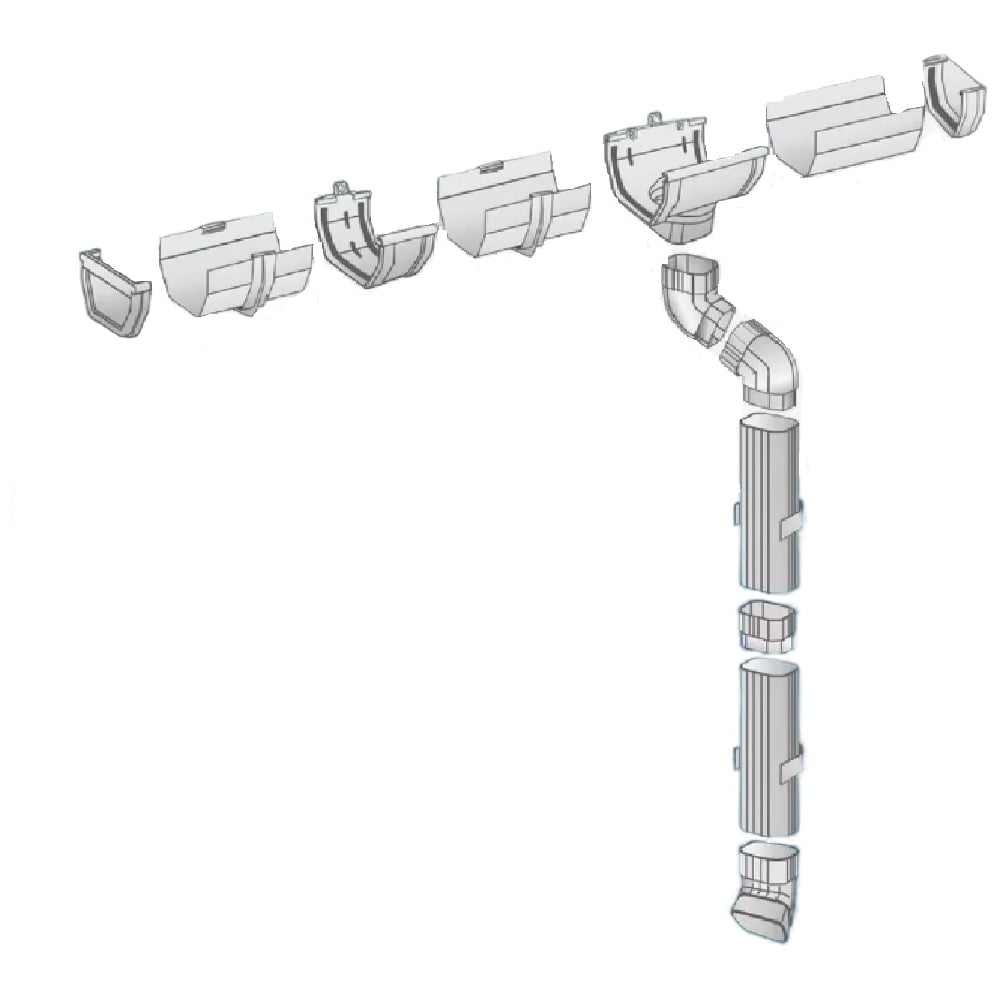 Изображение товара Комплект водосточной системы IMPLAST U110/67 6.5 м серый для крыши