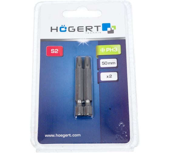 Изображение товара Биты (2 шт; PH3; 50 мм; сталь S2) HOEGERT TECHNIK HT1S312