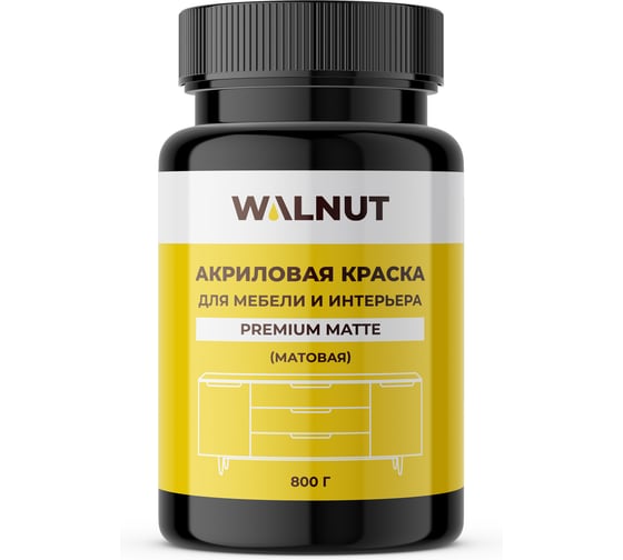 Изображение товара Акриловая краска для мебели и интерьера WALNUT, холодный серый, 800 г, WLN0780
