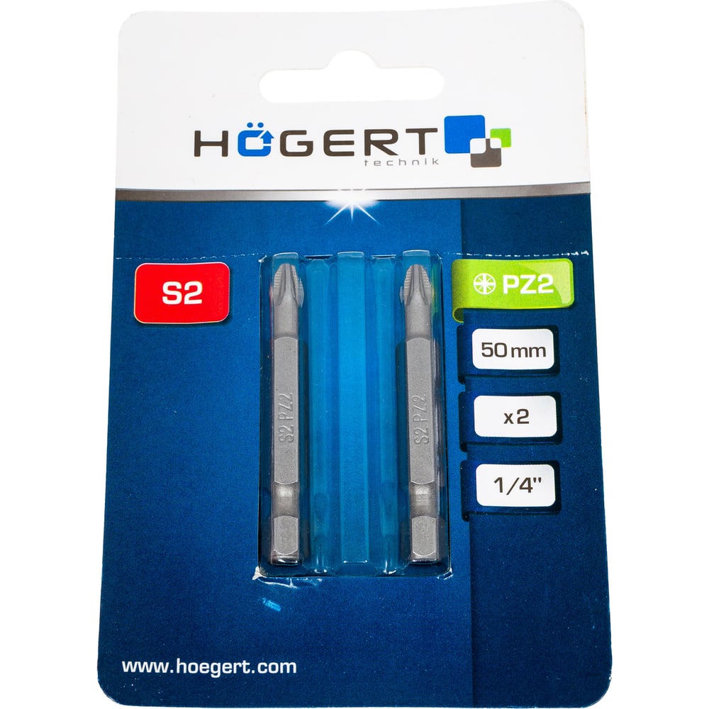 Изображение товара Биты HOEGERT TECHNIK HT1S319 PZ2 50 мм (2 шт.) для шуруповерта Изображение товара Биты HOEGERT TECHNIK HT1S319 PZ2 50 мм (2 шт.) для шуруповерта