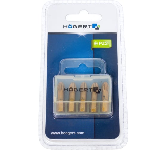 Изображение товара Биты (5 шт; PZ3; 25 мм; сталь S2 TiN) HOEGERT TECHNIK HT1S386