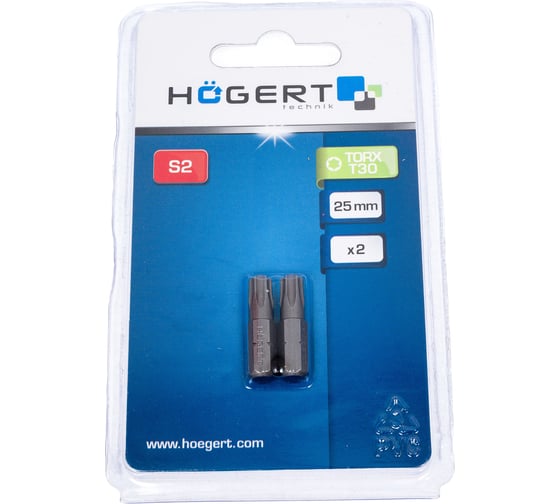 Изображение товара Биты (2 шт; TORX 30; 25 мм; сталь S2) HOEGERT TECHNIK HT1S366