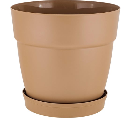 Изображение товара Горшок для цветов Ingreen Villa de Fiori, с поддоном, 4 л, молочный шоколад 249318