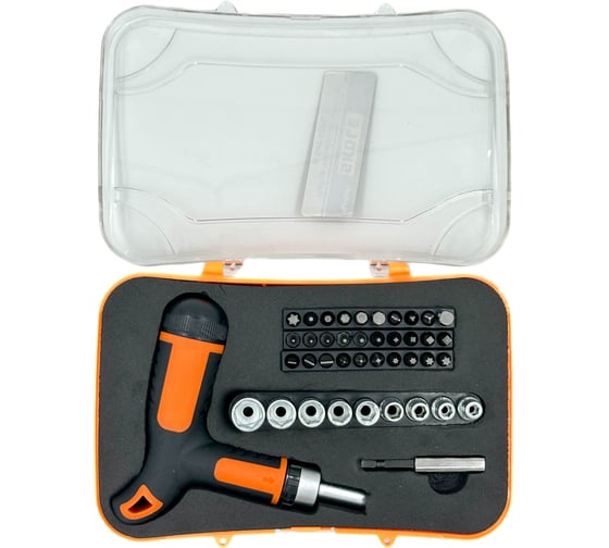 Изображение товара Набор торцевых головок и бит с трещоткой SKOLE (NJ) (адаптер, головки 4/5/5,5/6/7/8/9/10/12, магнитный удлинитель 60мм) 41 пр/уп NJ-1041