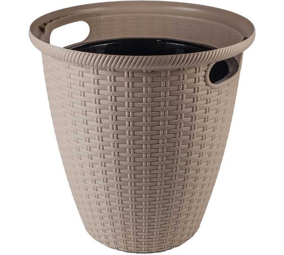 Изображение товара Кашпо напольное Ingreen Rattan, с внутренним горшком, 30 л, молочный шоколад 220271
