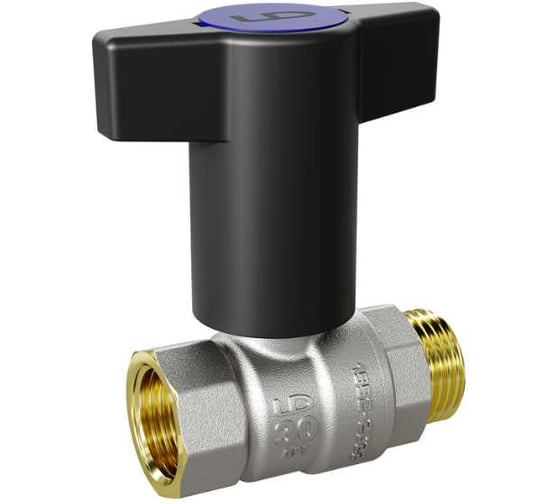 Изображение товара Кран шаровой LD Pride латунный 47.20.В-Н.ТР Ду 20 Ру 40 Т-рукоятка (Red + Blue) LD 47.342.20 RB