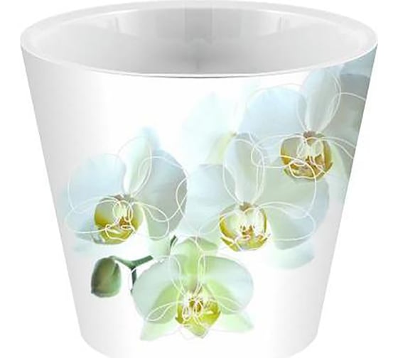 Изображение товара Горшок для цветов Ingreen London Orchid Deco, 1,6 л, белая орхидея 220593