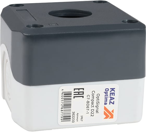 Изображение товара Корпус кнопочного поста КЭАЗ OptiSignal Compact D22 C7-BD67-1 1 отверстие IP67 XALD01 362233