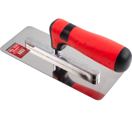 Изображение товара Гладилка для венецианской штукатурки Кедр нержавеющая сталь, двухкомпонентная ручка, 200x80 мм 275256