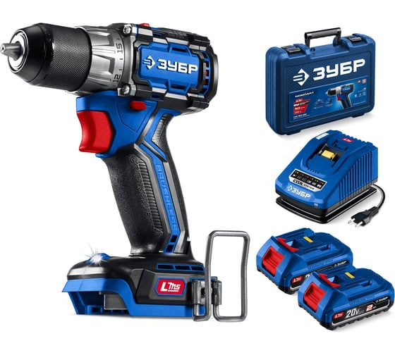 Изображение товара Бесщеточная дрель-шуруповерт ЗУБР Профессионал Компакт 20 В, 50 Н·м, 2 АКБ LMS (2 А·ч), кейс DB-50-22