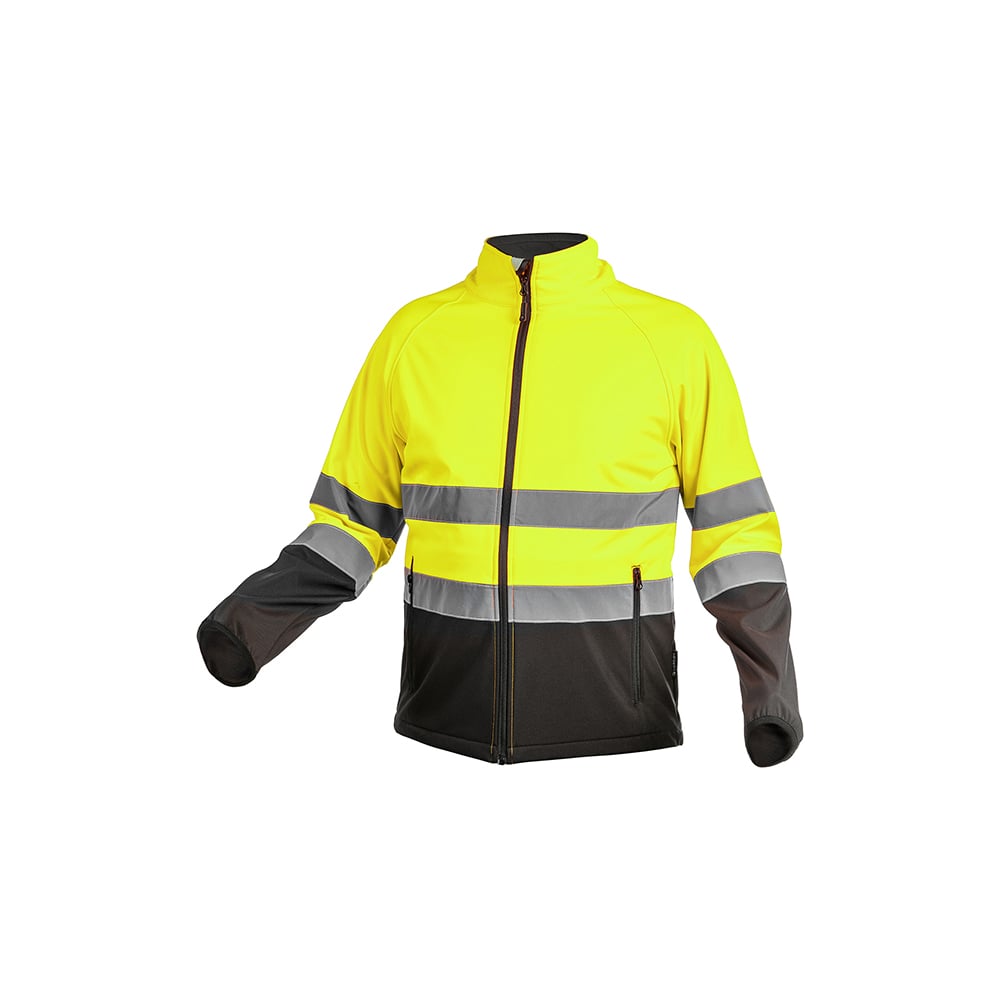 Светоотражающая куртка Softshell HOEGERT TECHNIK EXTER, желтая, размер 2XL HT5K335-2XL