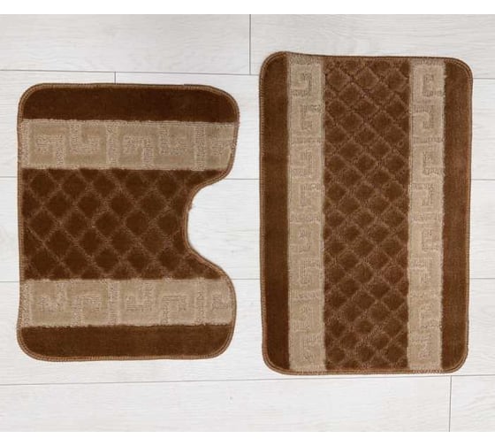 Изображение товара Комплект ковриков для ванной комнаты JOY HOME 40x60 и 40/50 HYP24003 Спарта коричневый 14716