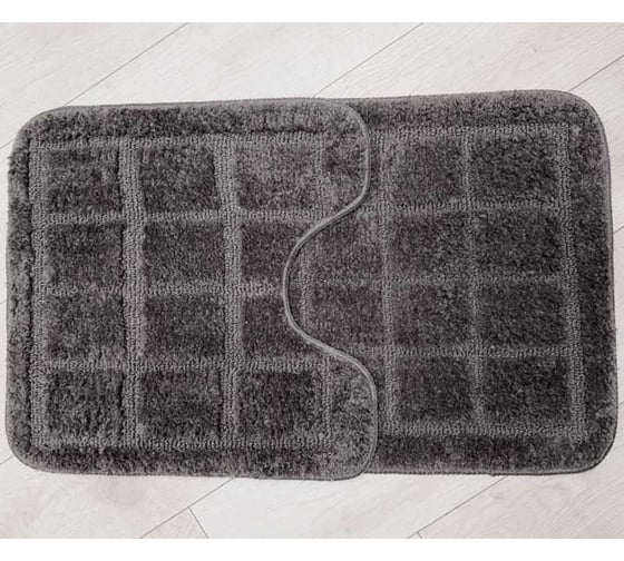 Изображение товара Комплект ковриков для ванной комнаты JOY HOME 50x80 и 50/50 HY2310007-4 Грейс темно-серый 14756