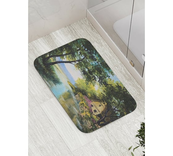 Изображение товара Коврик противоскользящий JoyArty "Домик в деревне" для ванной, сауны, бассейна, bath_9256